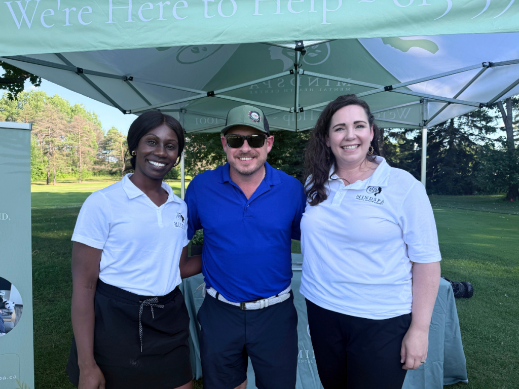 Dan Marsh, Founder of Light For Veterans Foundation, with Mind Spa Mental Health Clinical Directors Michelle Massunken and Tina Wilston at the 2025 Charity Golf Tournament in Ottawa.