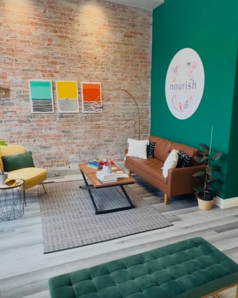 Comfortable waiting area at MindSpa therapy clinic in Pembroke Ontario